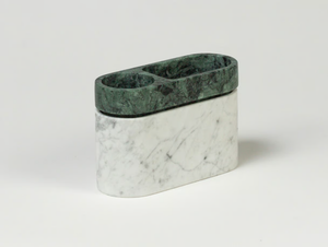 TUBE - Vase in Carrara marble and green Guatemala marble _ Maami Home